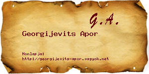 Georgijevits Apor névjegykártya